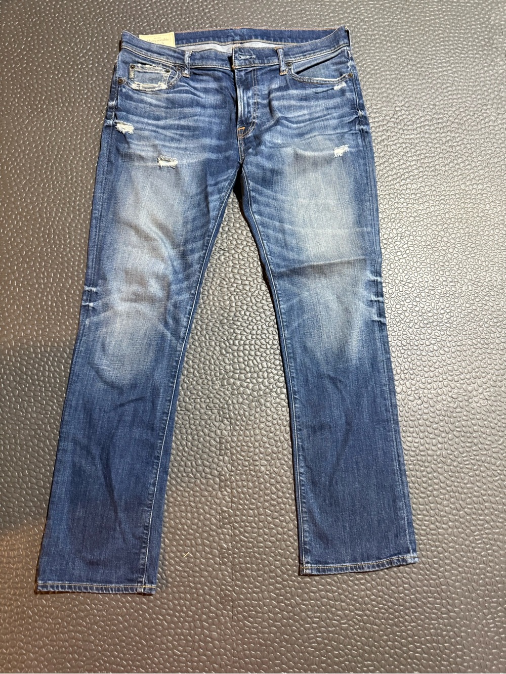 Abercrombie & Fitch Distressed Indigo Slim Straight Jeans